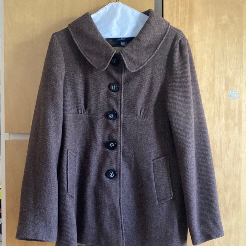 Lovely Medium Coffee-Brown Wool Coat.  Soft-Slub, Satin-Lined, Minimal Pilling
